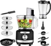 [Venga!] 8-in-1 Food Processor, 3 L Bowl, 1.75 L Blender, 2 Speed Settings, Pulse Setting, 1000 W, Black/Silver, VG HA 3001 BS
