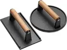 HOMIEST Burger Press, 7" round & 8.2"X4.3" Rectangle Heavy-Duty Cast Iron Sma...