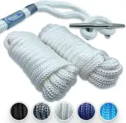 WavesRx 3/4” x 35’ (2PK) Premium Dock Lines for Boat & Pontoon | Double Braided
