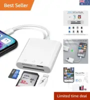 3-in-1 SD Card Reader for iPhone, SD&TF Dual Slots Memory Card Reader for iPa...