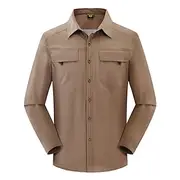 Men's Hiking Shirt Hiking top cargo shirt Long Sleeve Turndown Top Outdoor Waterproof Windproof Lightweight Polyester Black Army Green Khaki Running Camping /