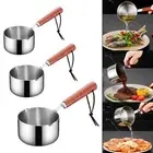 Mini Soup Pot with Anti Scald Wooden Handle Small Saucepan for Burning Oil RV