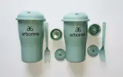 Set 2 Arbonne SALAD CUPS On the Go w/ Dressing Container Fork Pack Healthy Lunch
