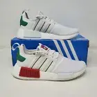 Adidas NMD_R1 Boost Athletic Shoe / White Green Red / HQ1434 / Mens 7 , Wmns 8