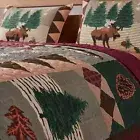 COZY TREE / PINE / LEAF SNOW LODGE LOG MOOSE CABIN RUSTIC QUILT SET FULL QUEEN