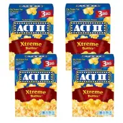 ACT II EXTREME BUTTER Flavor Microwave Popcorn 8.25 oz. 3 Bags 4 Boxes NOV 2024