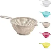 Plastic Colander Food Sieve Strainer Basket for Food Washing Draining Pasta Spaghetti Rice Salad Vegetable Kitchen Cooking Hobby (24cm - Taupe)