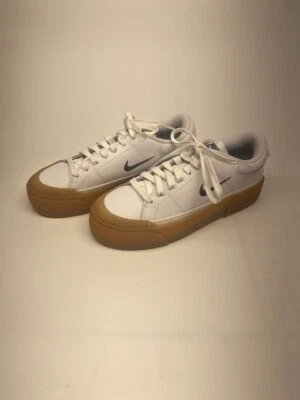 Nike Womens Court Legacy Lift White Gum Sole Platform Shoes Sz 10