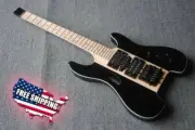 Custom Headless Electric Guitar Neck Through Body Black Accessories 6 String