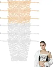 LEEQ Dame Spitze Clip-on Mock Camisole - BH Einsatz Overlay Weste,Lace Mock Mock Camisole Snap Bra Insert Overlay,BH träger Clip,Camisole(6 Stück)