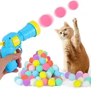 LALOCAPEYO 1 Cat Ball Launcher + 50Pcs 1.2’’Cat Toy Balls(New Upgraded),Silent Plush Elastic Cat Ball Toy,Interactive Cat Toys for Indoor Cats Kitten Toys,Plush Ball Shoot Gun for Kitty (50pcs)