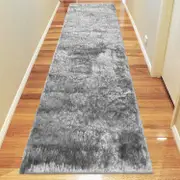 Silky Soft Shaggy Light Grey Runner Rug