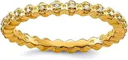 [Stackable Expressions] 925 Sterling Silver Polished Prong set Patterned Stackable Diamond Gold Plated Ring Size 8-Stackable-Ring for Women