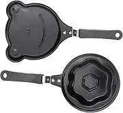 BRIGHTFUFU 2 Pcs Nonstick Cartoon Mini Omelette Pan Shaped Nonstick Cooking Pan for Fried Eggs Pancakes Fun Breakfast Maker for Mixed Styles Plum Blossom Shape