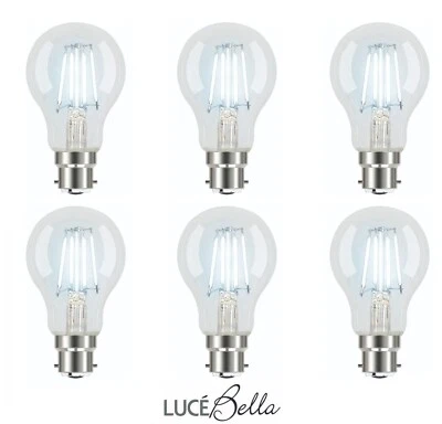 6 x Luce Bella 4W LED A60 Light Globes Bulbs Cool White 4000K B22 Bayonet