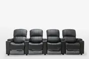 Sophie Black Leather 4 Seater Home Theatre Recliner Lounge Suite