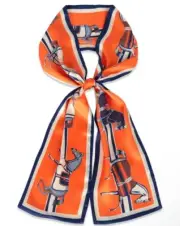 Extree Satin Scarf Mulberry Silk Printed Head Wrap Hair Band 7" x 59"