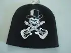 BIKER SKULL POISON GUITARS DEADSTOCK TOBOGGAN KNIT VINTAGE BEANIE SKULL HAT CAP
