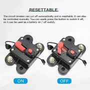 24V Circuit Breaker Reset Fuse Audio Marine Waterproof Red button Stereo 12V