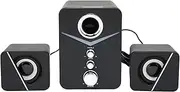 Computer Speakers,Compact Computer Speaker with Subwoofer,Desktop Multimedia Speaker Deep Bass 2.1 Channel,with Blue Ambient Light,for Wedding Party (Black)