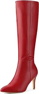 [Perphy] High Heels Pointed Toe Stiletto Heel Knee High Boots for Women