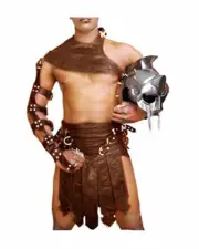 LARP Real Leather Gladiator Kilt Set for Men Costumes for Halloween Celebration