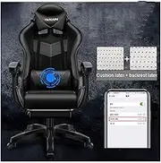 Zero Chair,Leather Gamiracihigh Back Computer Chair,Adjustable Office Chair with Headrest and Lumbar/Black(Black)