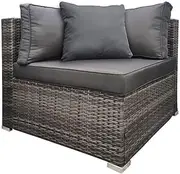 LONDON RATTAN 1 Seater Outdoor Corner Modular Lounge Chair, Grey