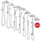 Chrome Twin Round Rain Shower Head Set 2 In 1 Rail Wall Arm Hand Held Diverter