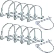 12PCS Wire Lock Pins, 1/4 Inch Heavy Duty Safety Coupler Pin Shaft Locking Pto Hitch Pin with Round Arch Wire Retainer for Farm Trailers Lawn Garden