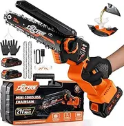 Chainsaw Cordless DECERK 6 Inch Mini Electric Chainsaw, Brushless Handheld Small Chain Saw with 2 Batteries for Camping/Trimming/Courtyard/Household, 2025 Best Gardener Gifts