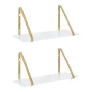 18 In. X 8 In. X 8 In. White/Gold Decorative Wall Shelf