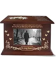 Urn Ashes Adult Male, Memorial Cremation Urns, Wooden Funeral Urns Box and Casket for Human Ashes