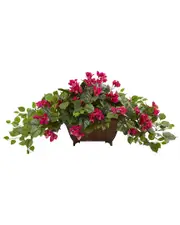 Nearly Natural Bougainvillea in Metal Planter
