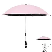 Kids Stroller Parasol, Foldable Wheelchair Umbrella with Clamp, Adjustable Pushchair Shade, Portable Travel Accessory for Outdoor Walks, Beach Trips, Park Outings, and More