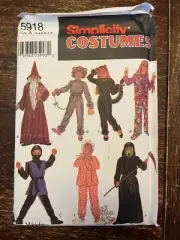Simplicity 5918 UNCUT Sewing Pattern, Child's Cat, Wizard, Ninja Costumes, 3-8