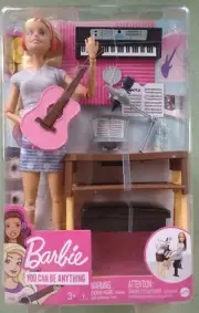 Barbie Career Musician Doll Guitar Keyboard Microphone Headphones Desk Stool