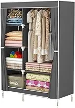 Portable Canvas Wardrobes,Large Clothes Storage Organizer with Hanging Rail,Foldable Closet for Bedroom,Living Room,Strong and Durable,Grey-90x43x166cm