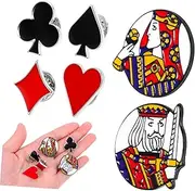 [SAFIGLE] 6pcs Poker Characters Brooch Creative Alloy Pins for Clothing Elegant Lapel Pins for Events Fade Resistant Collectible Badges Versatile Poker Themed Accessories