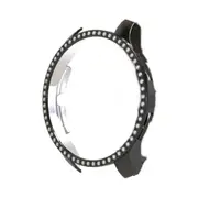 2Pcs For Samsung Watch 46mm PC Diamond Watch Case(Black)