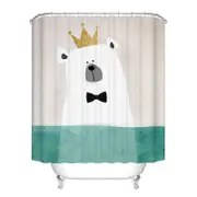 Catzon Cartoon Kids Shower Curtain with Hooks Washable 180 X 180CM-CrownBear