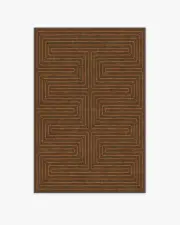 120' x 185' | Machine Washable Runner Rug | Kid & Pet Friendly | Indoor Rug | Jonathan Adler Labyrinth Brown & Orange Rug | Ruggable