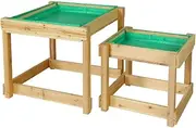 Keezi Kids Sandpit, Wooden Water Table Pit Play Toys Sandcastle Sandbox Garden Patio Beach Activity Outdoor Toy Games, with Canopy Ground Sheet Nature Wood