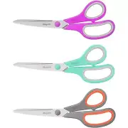 Scissors iBayam 8" All Purpose Scissors Bulk 3-Pack Ultra Sharp 2.5mm Thick B...