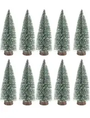 WDSHCR 4” Mini Christmas Tree Fake Pine Trees Snow Ornaments 10 pack