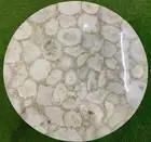 White Agate Coffee Table Top Agate Epoxy Patio Side Table for Garden Area