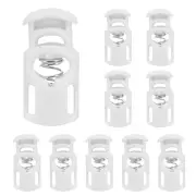 10pcs Spring Cord Locks Plastic Toggle Stopper Cord Stops Fastener, White