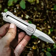 Titanium Slide Lock Manual Open EDC Knife w/ D2 Spear Point Blade&Glass Breaker