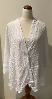 TS TAKING SHAPE LONG SLEEVE SUMMER MESH DOTS CARDI WHITE Sz S (16-18) *NWTS*