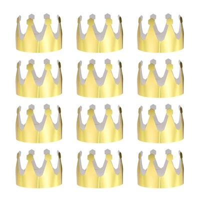 12 Pcs Paper Crowns Gold Foil Crown for Birthday,Geometric Shapes Style